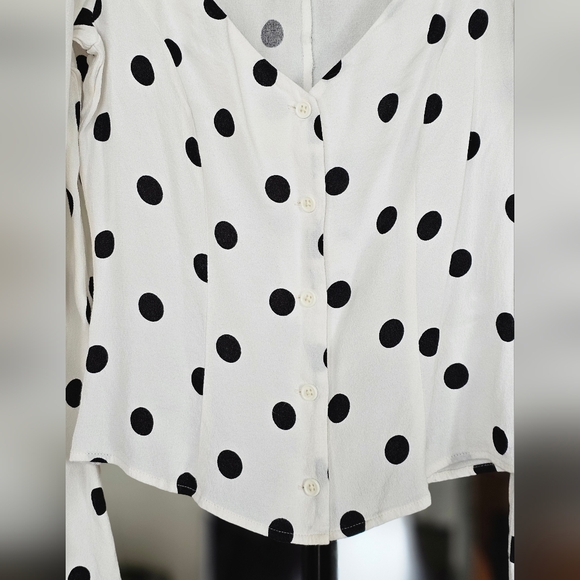 Reformation Polka Dot Puff Sleeve Blouse - Picture 4 of 8